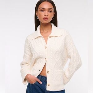 Cable Knit Collared Cardigan